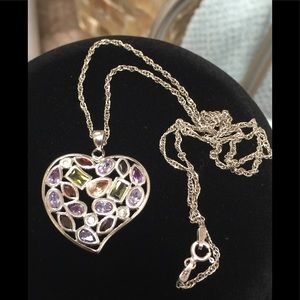 Sterling Silver Heart with stones Pendant